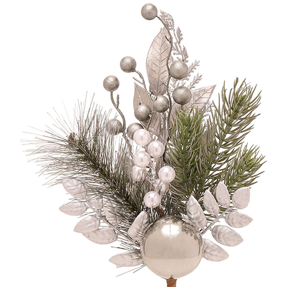 The Christmas Gift Co Pine and Bauble Stem Decoration Image 2