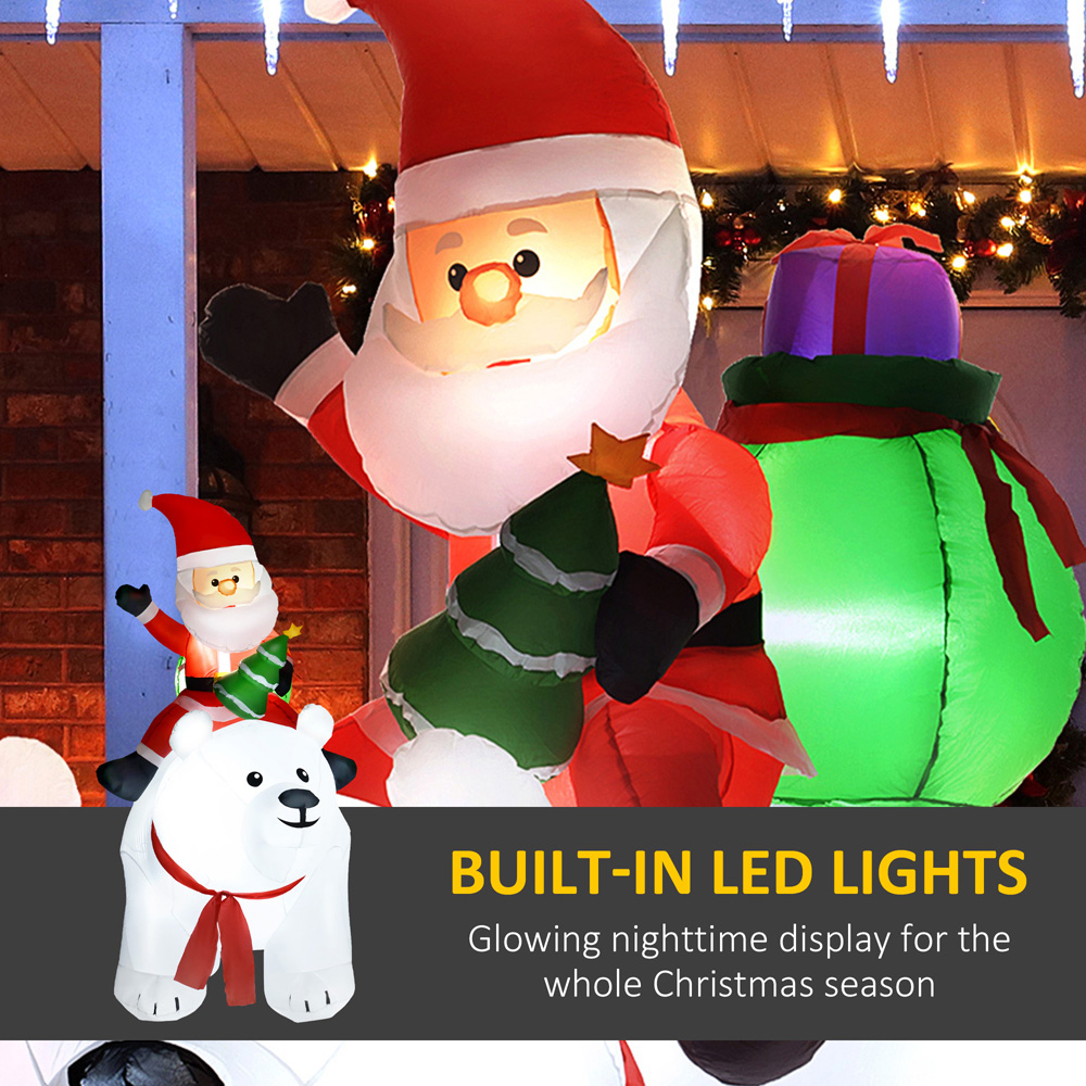 Everglow LED Inflatable Santa Claus with Polar Bear Christmas Decoration 5.5ft Image 4