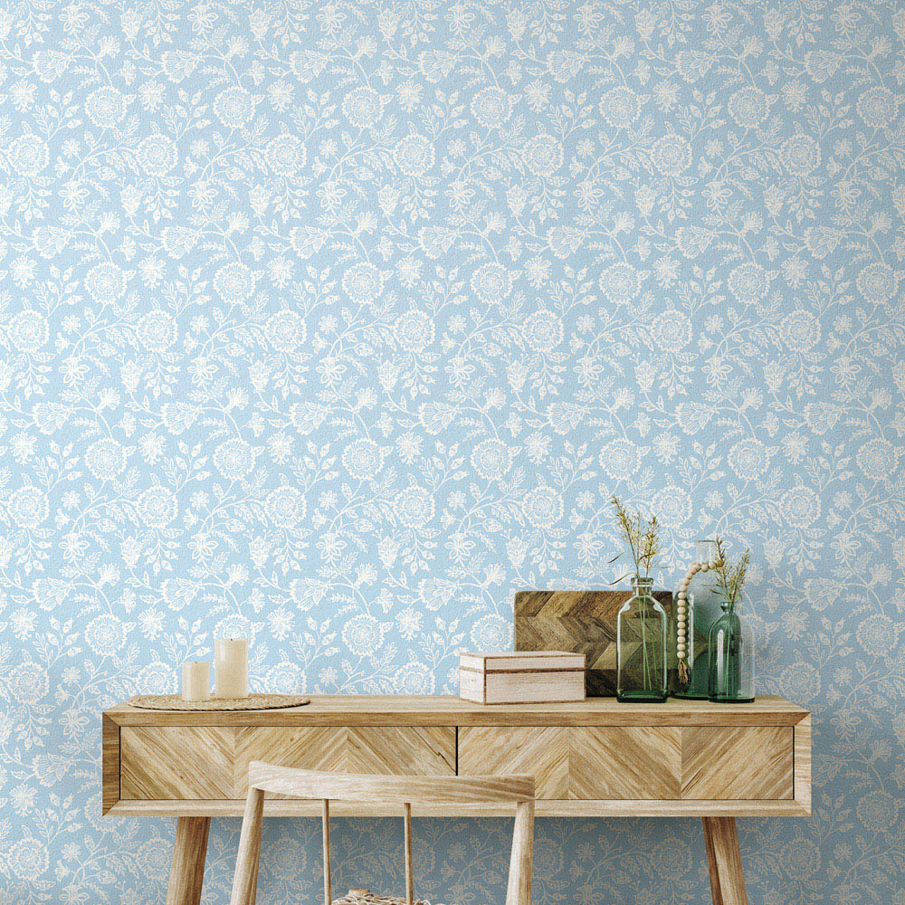 Hoopla Walls Purity Evelyn Trail Blue Wallpaper Image 2