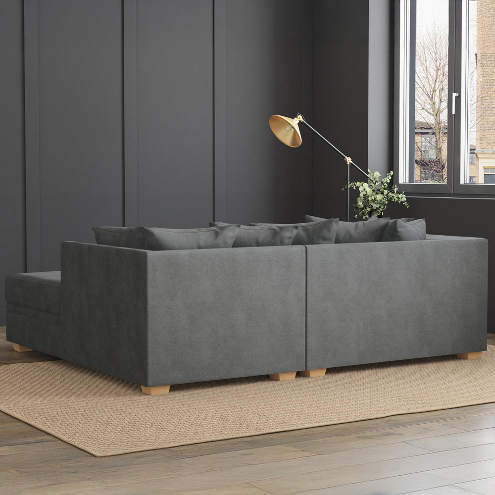 Modo 3 Seater Steel Plush Velvet Right Hand Scatter Back L-Shape Corner Sofa Image 8