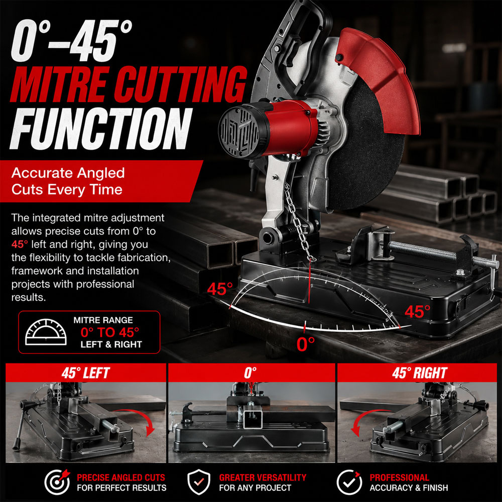Lumberjack MCS355 2600W Metal Cut-Off Saw with Abrasive Blade Vice and Safety Guard 355mm Image 4