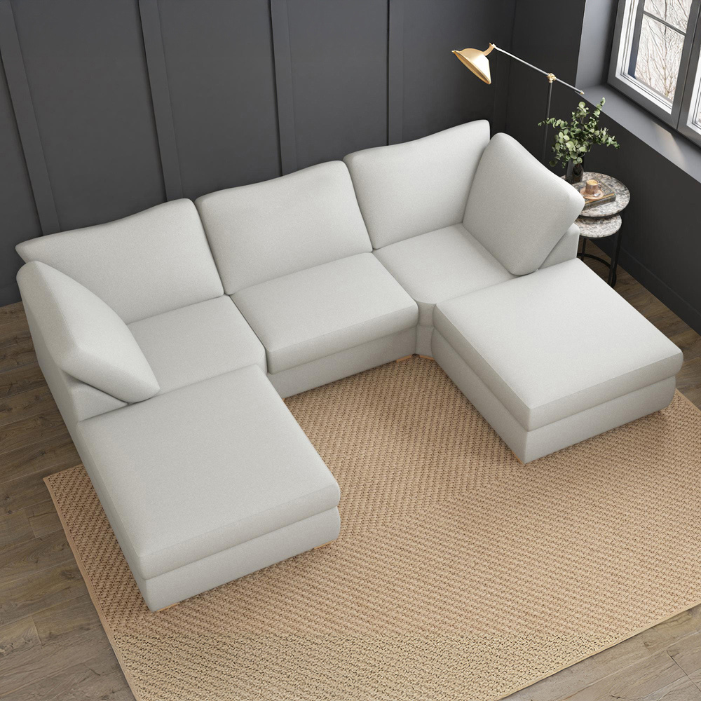 Nestle 5 Seater Mink Venice Fixed Back U-Shape Sofa Image 7