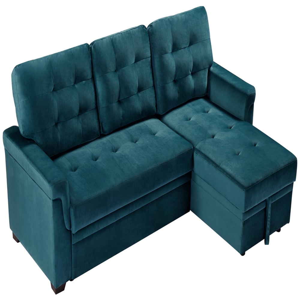 Furniture One 3 Seater Green Corner Storage Sofa Bed Image 3