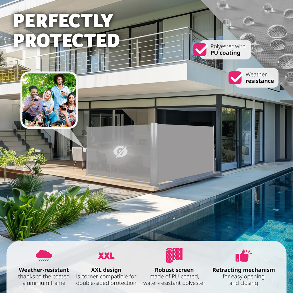 tectake Grey Double Sided Retractable Side Awning 1.8 x 6m Image 3