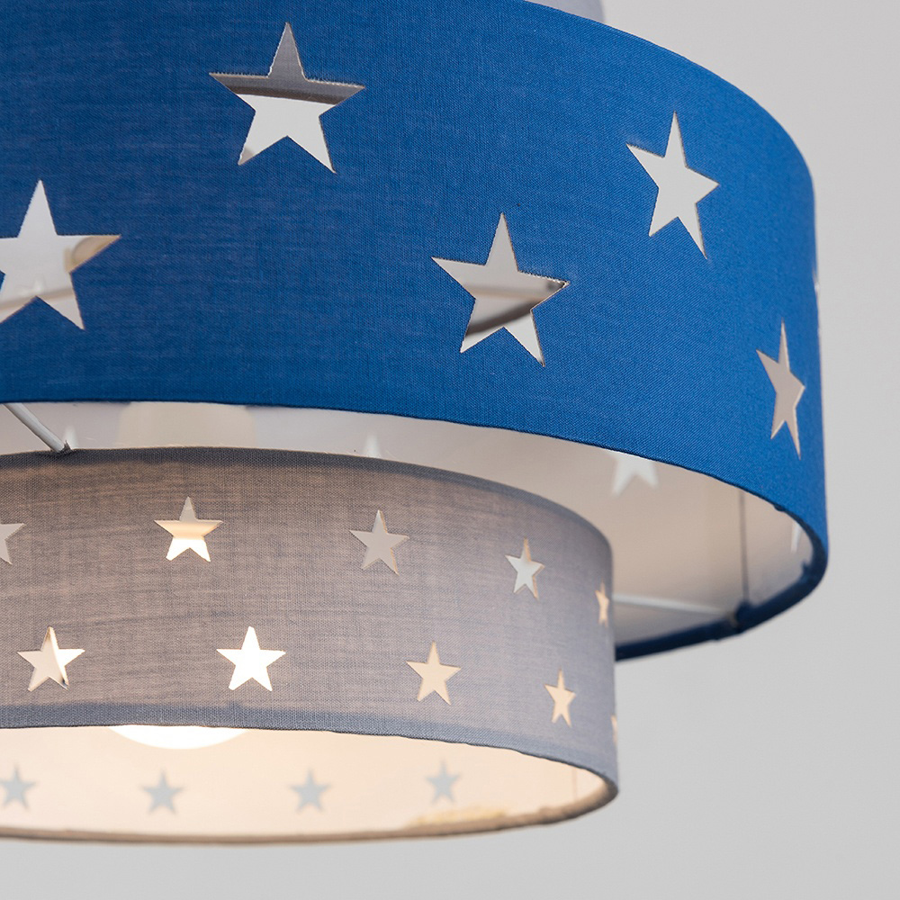 ValueLights Weaver Star Blue and Grey Tiered Ceiling Lamp Shade Image 3