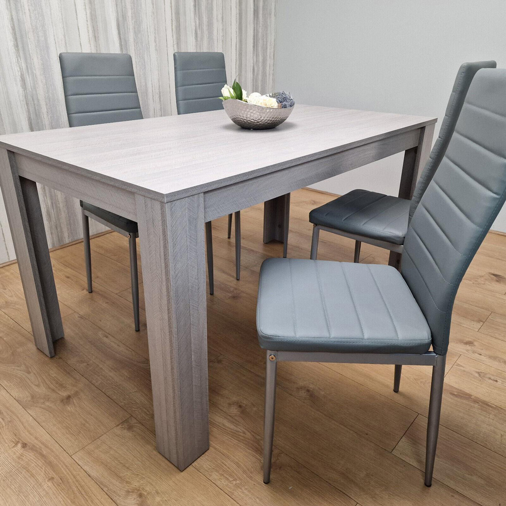Portland 4 Seater Leather Dining Set Grey Image 3