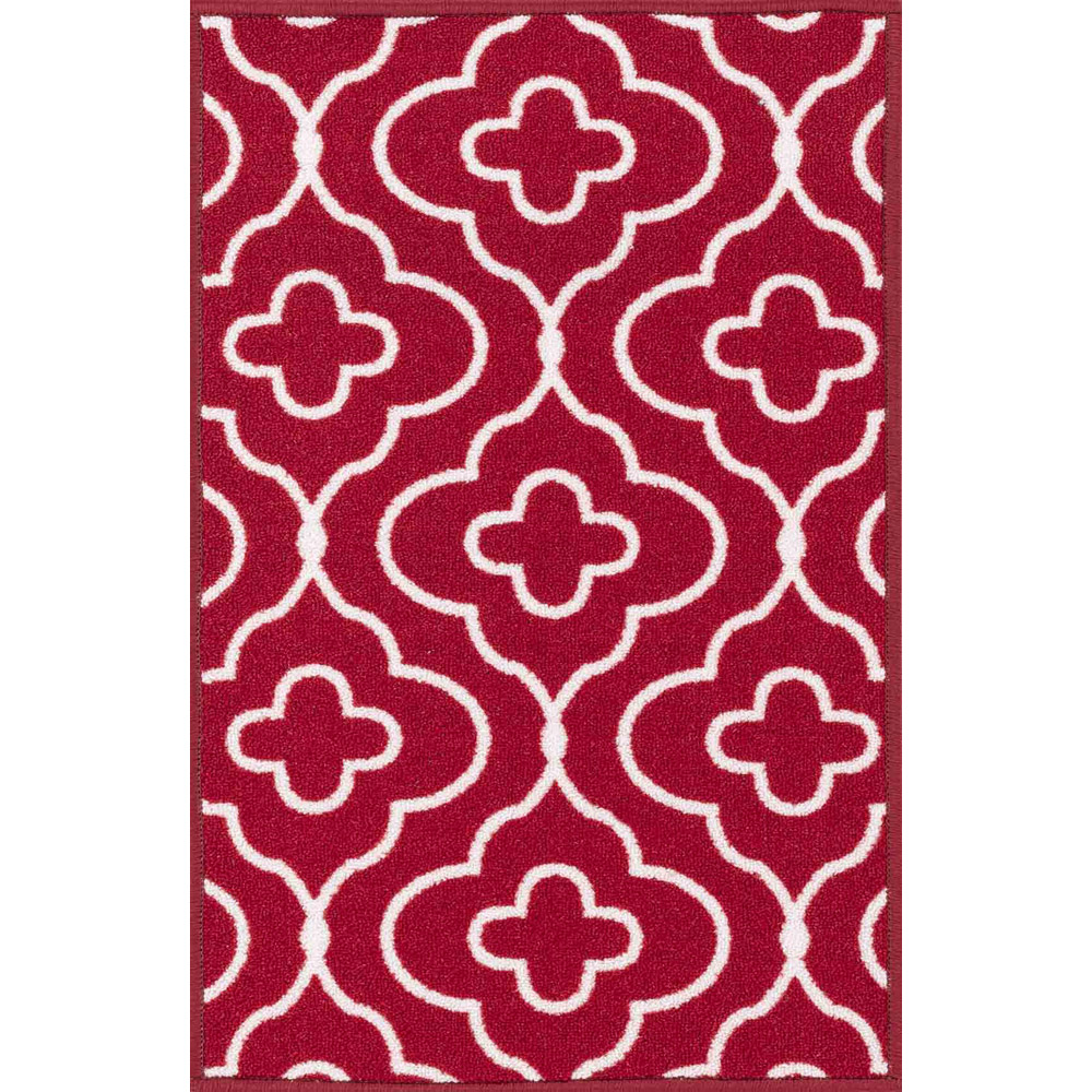 Desire Rugs Havana Red Quatrefoil Anti Slip Door Mat 300 x 80cm Image 1