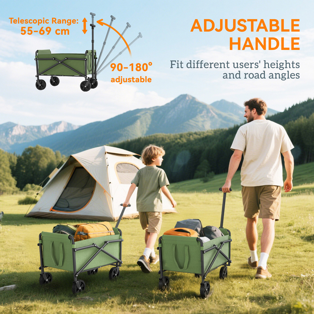 Outsunny 41L Green Heavy Duty Folding Garden Trolley Image 4
