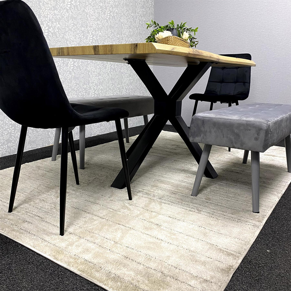 Kosy Koala 6 Seater Velvet Wooden Rectangle Dining Set with Bench Black Image 4