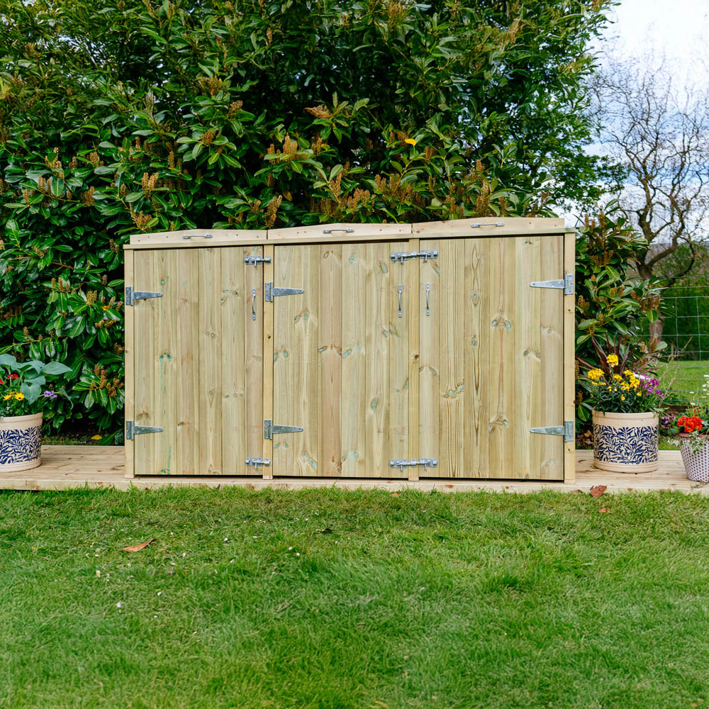 The Garden Village Shireburn 4 Recycle Box Single Wheelie Bin Shed Image 2
