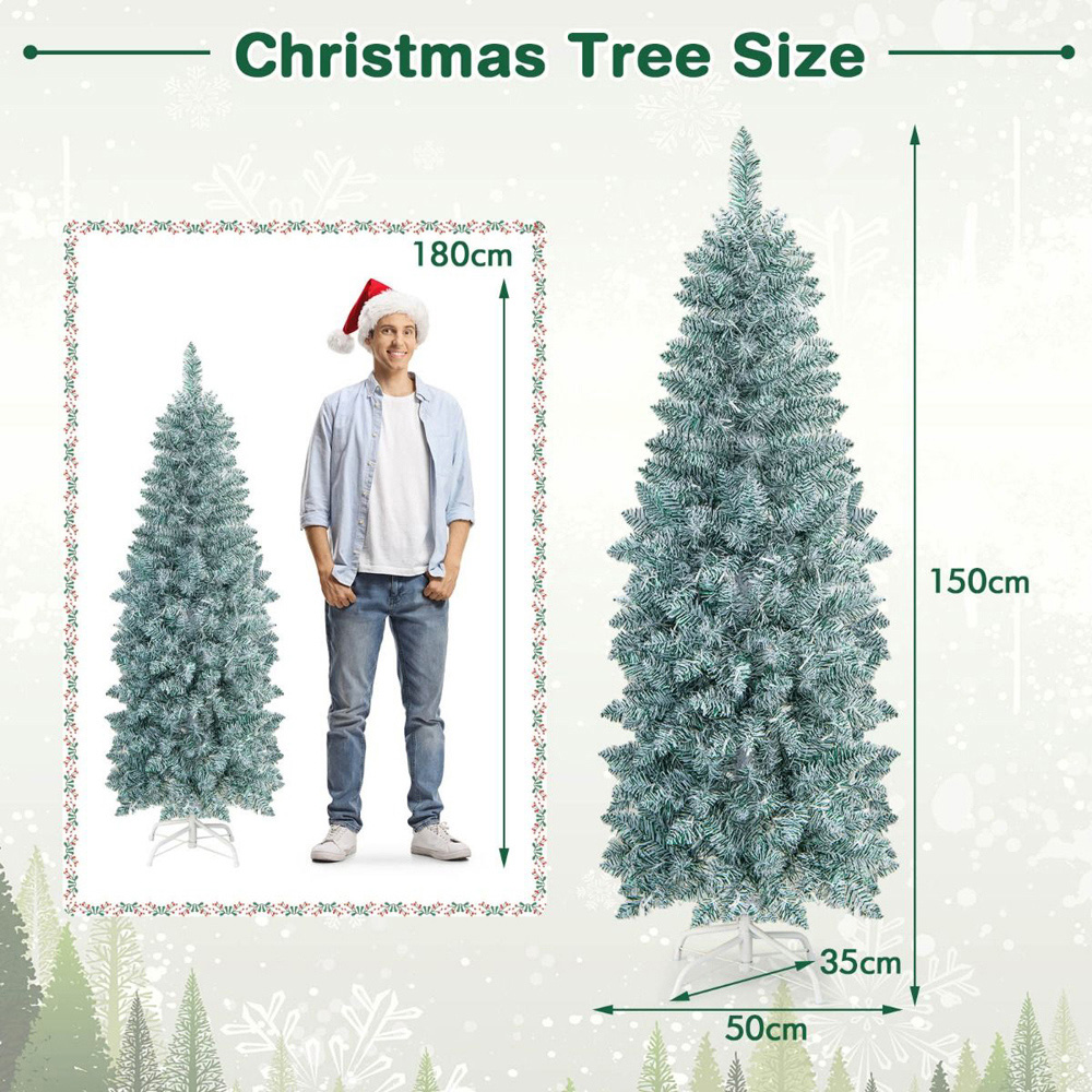 Costway Pre Lit Multicolour Slim Pencil LED Artificial Christmas Tree 5ft Image 9
