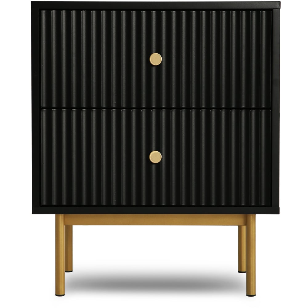 Devon Black 2 Drawer Bedside Table Image 2