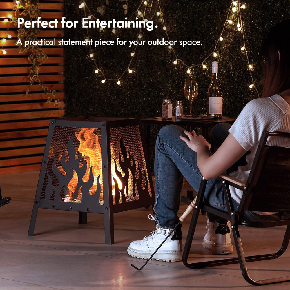 VonHaus Black Flame Design Square Fire Pit Image 6
