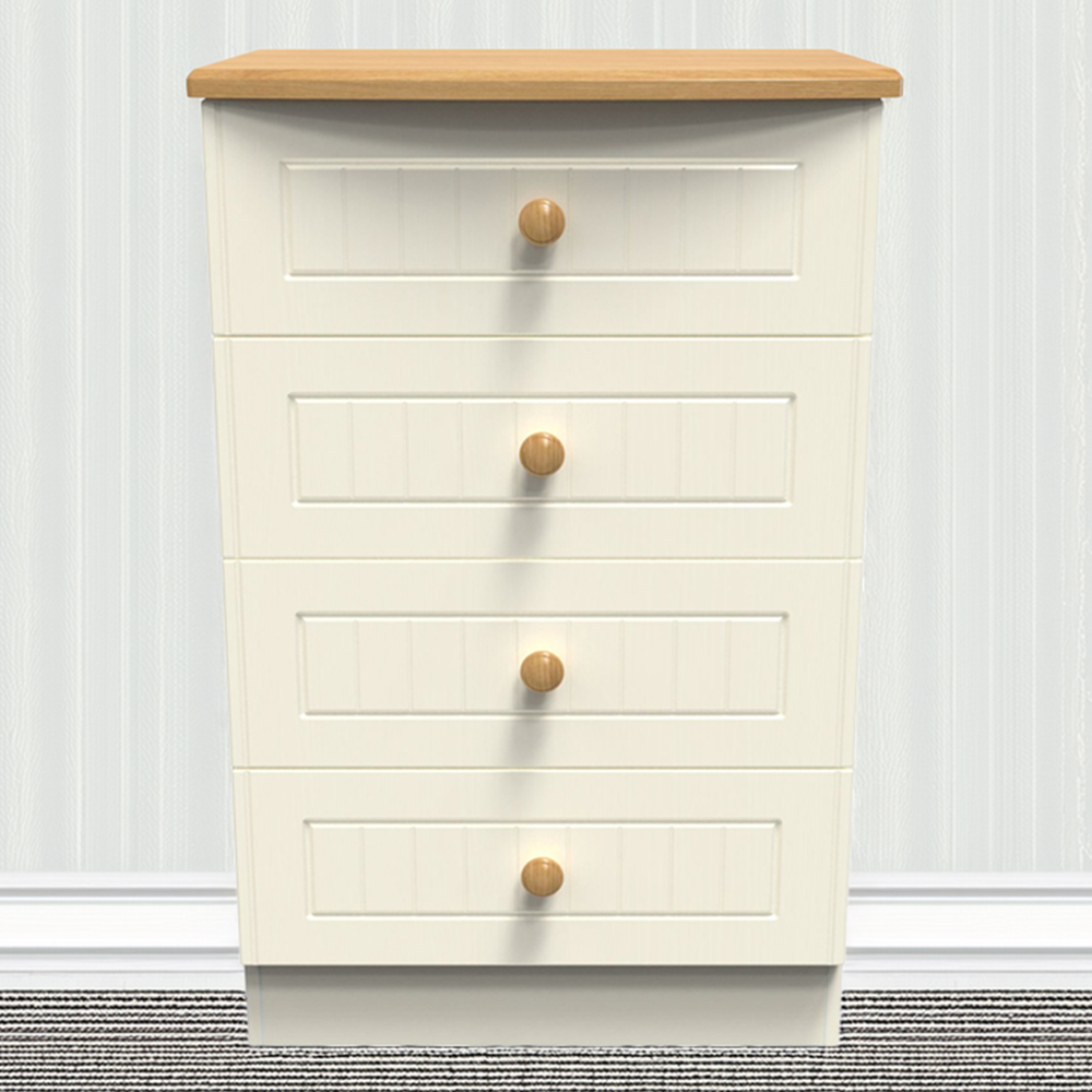 Crowndale Warwick 4 Drawer Cream Ash and Oak Midi Chest of Drawers Image 1