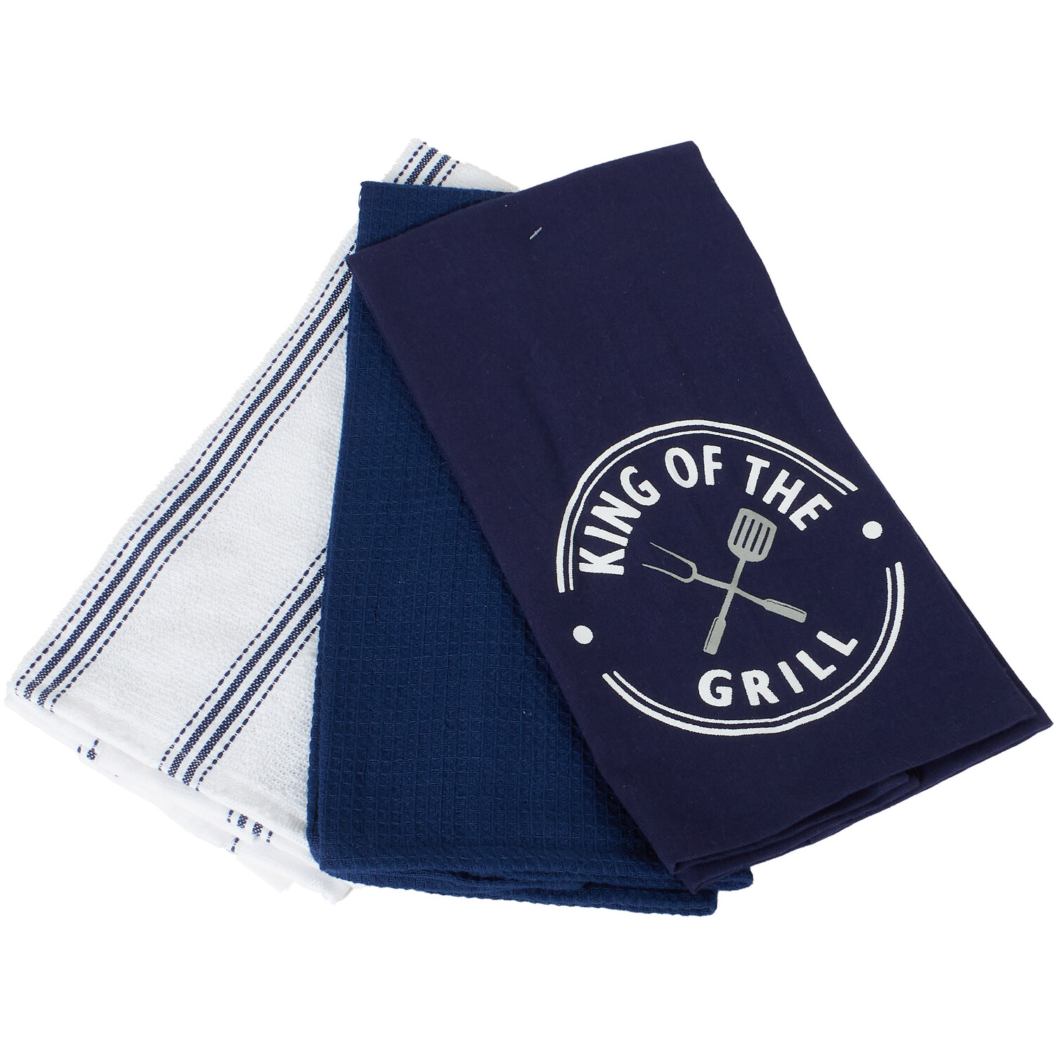 Pack of 3 King of the Grill Tea Towels - Navy Image 2