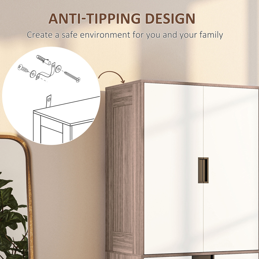 Portland 2 Door 3 Drawer Brown Wardrobe with Hanging Rod Image 8