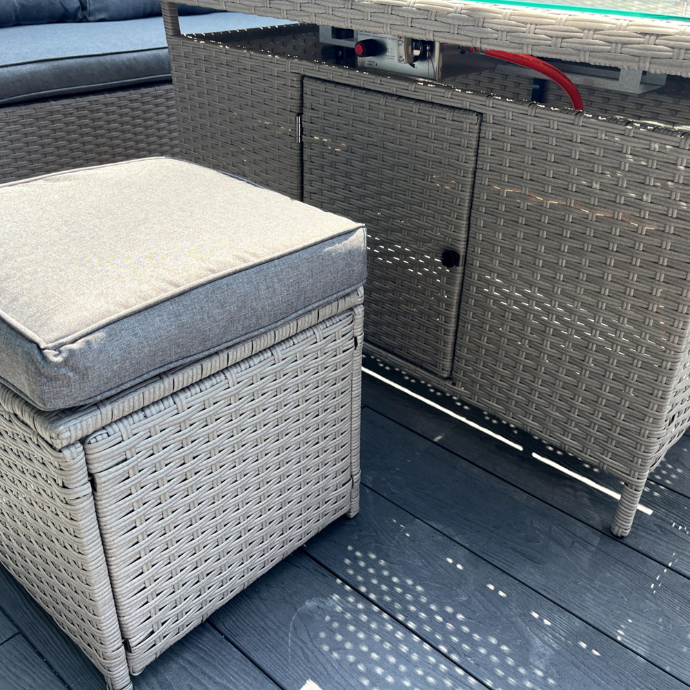 Outdoor Living The Croft 8 Seater Grey Corner Gas Firepit Dining Set Image 8