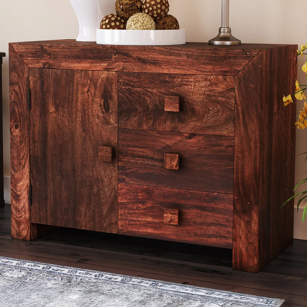 Brooklyn Nihash Toko 3 Drawer Dark Mango Sideboard Image 1