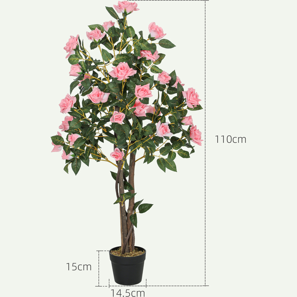 Portland Pink Rose Decorative Artificial Plant in Pot 2 Pack Image 9