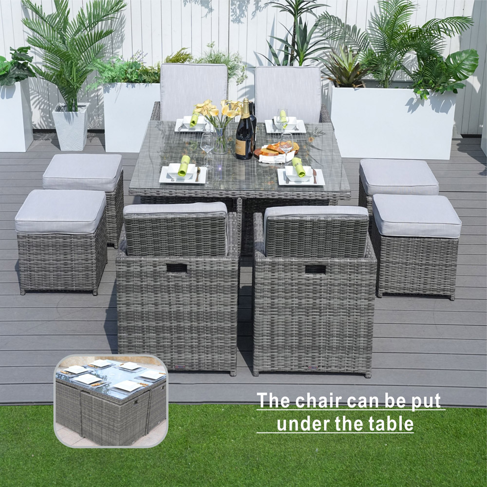 Direct wicker Grey 8 Seater Rattan Garden Dining Set Image 3