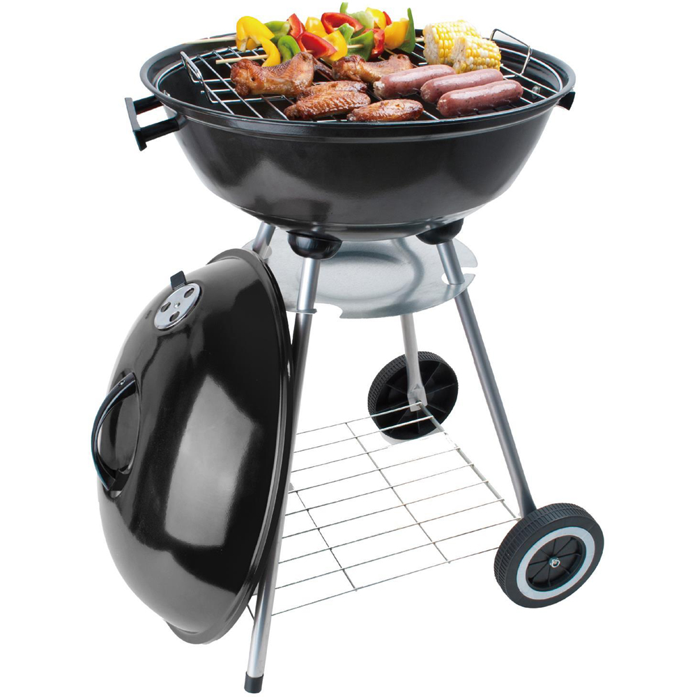 House of Home 18 inch Black Kettle Charcoal BBQ with Wheel Image 3