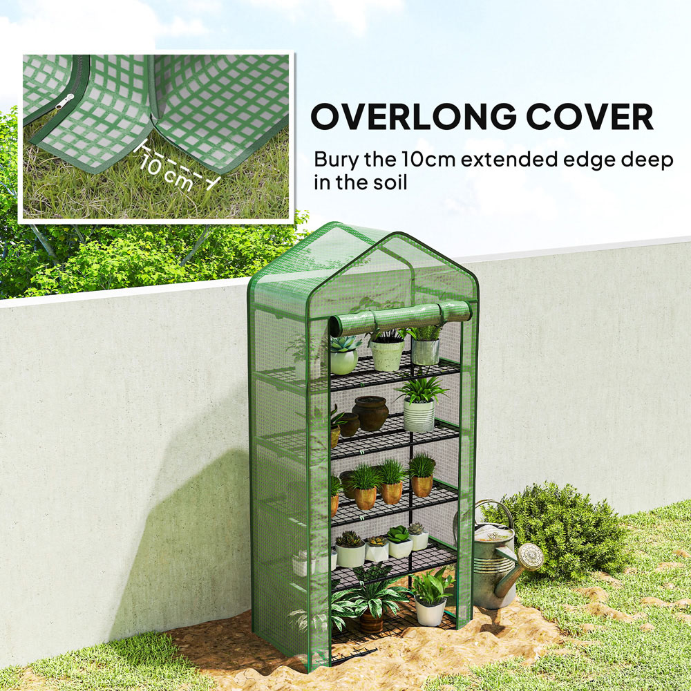 Outsunny Green PE 3 x 1.6ft 5-Tier Widened Greenhouse Image 7