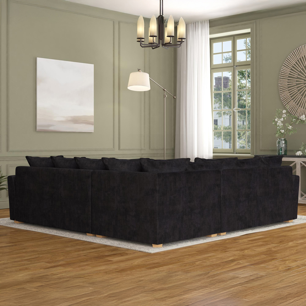 Wendleberry 4 Seater Ebony Plush Velvet Scatter Back Corner Sofa Image 6