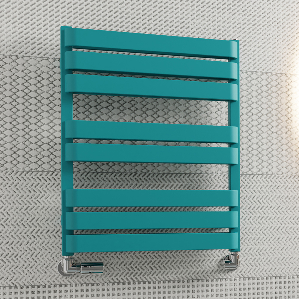 Terma Warp T Bold Matt Teal Heated Towel Rail 1569 BTU 655 x 500mm Image 2