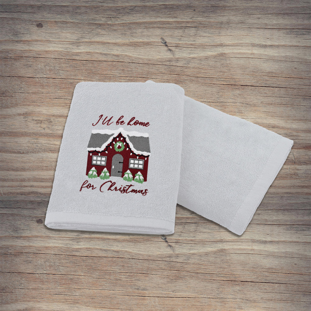 Noel Square Xmas I'll Be Home White Hand Towel 2 Pack Image 5