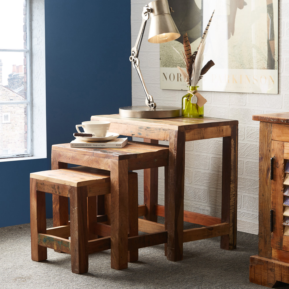 Brooklyn Camea Wooden Nest of Tables Set of 3 Image 4