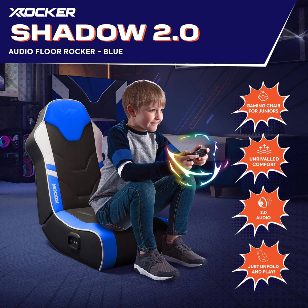 X Rocker Shadow 2.0 Blue Floor Rocker Gaming Chair Image 2