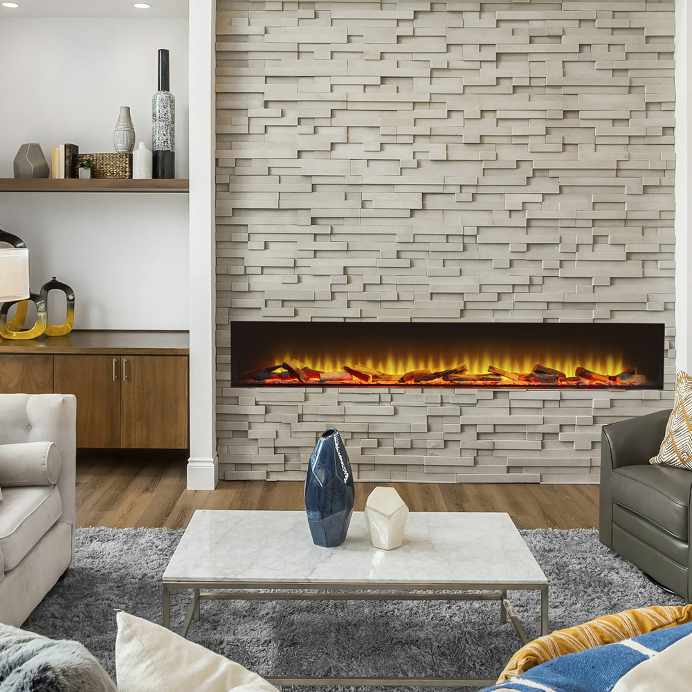 Acantha Aspire Fully Inset Media Wall Electric Fireplace 81 inch Image 2