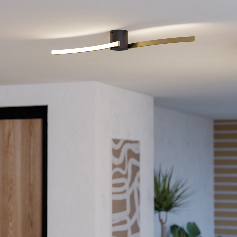 EGLO Aieta Black and Brushed Brass Ceiling Light Image 2