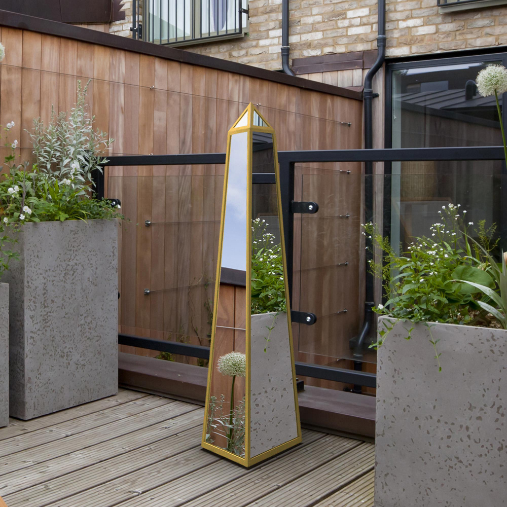 MirrorOutlet The Obelisk Gold Metal Edged Mirrored Garden Ornament 100 x 20cm Image 6
