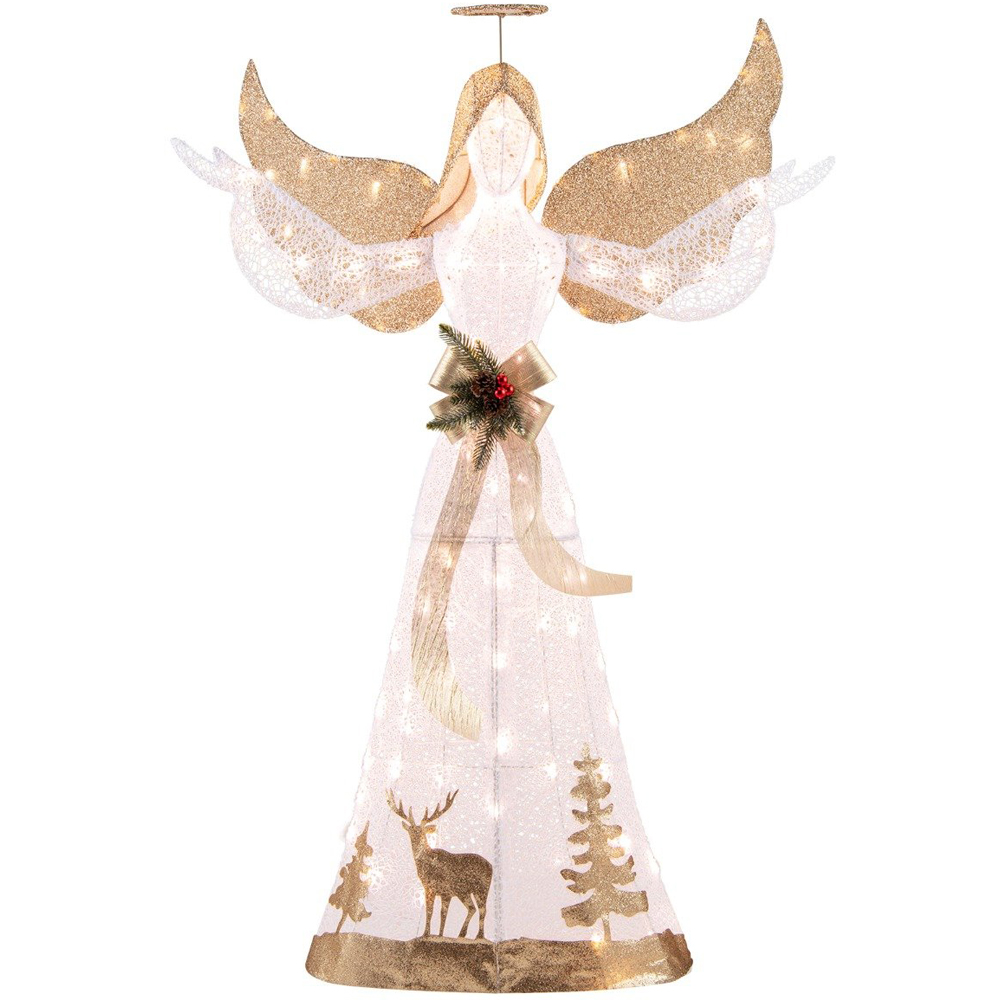 Costway 100 LED Lighted Angel Christmas Decoration 4.9ft Image 2