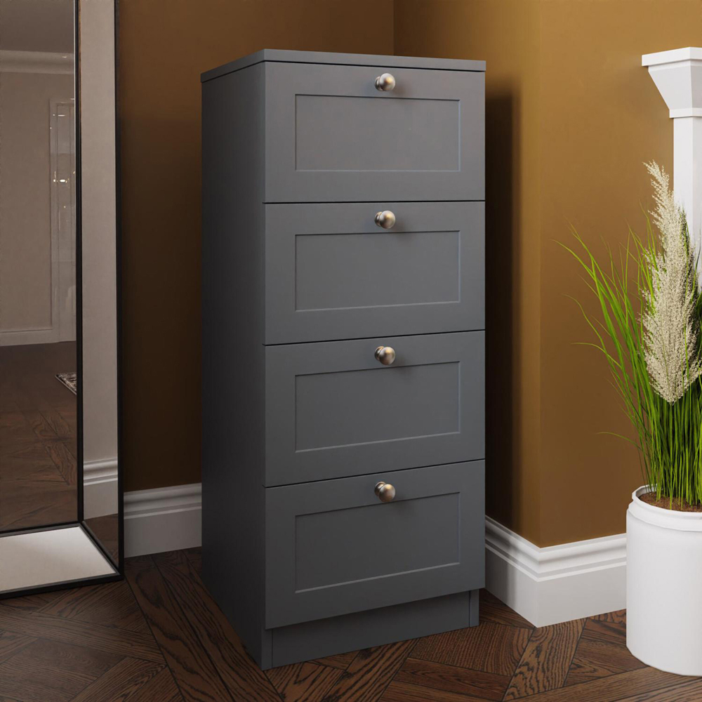 FWStyle Artus 4 Drawer Dark Grey Panelled Chest of Drawers Image 6