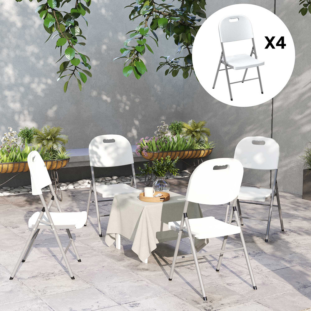 Outsunny White Folding Chair Set of 4 Image 5