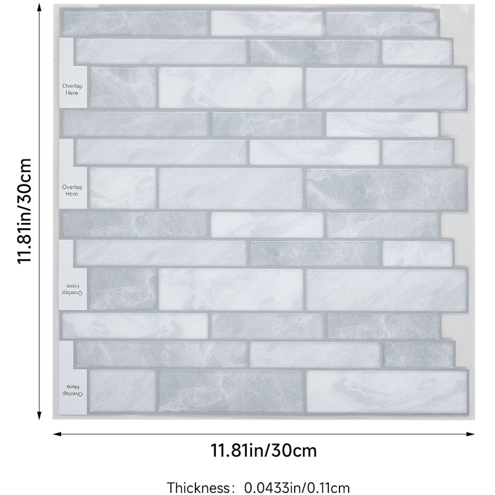 Living and Home Brick Effect Grey Self Adhesive Wall Tile Sticker 10 Pack Image 9