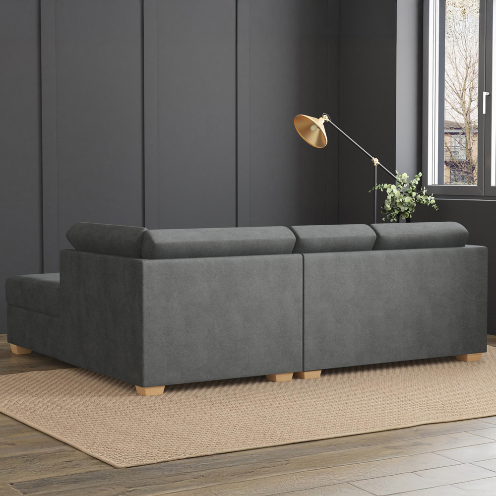 Modo 3 Seater Steel Plush Velvet Right Hand Fixed Back L-Shape Corner Sofa Image 8