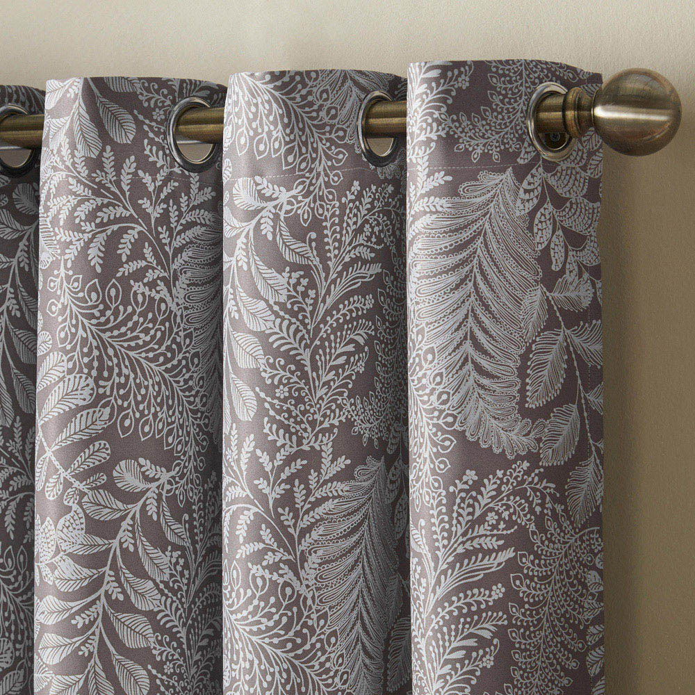Alan Symonds Fern Latte Blackout Ring Top Eyelet Curtains 168 x 228cm Image 3
