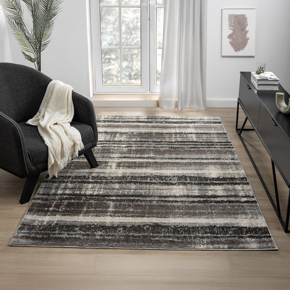 Desire Rugs Eleanor Grey Striped Embossed Rug 160 x 230cm Image 5