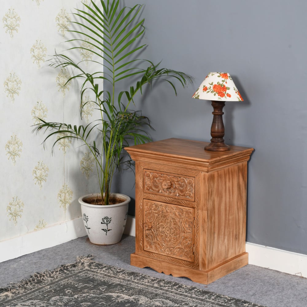 Brooklyn Adair Single Door Single Drawer Mango Wood Bedside Table Image 6