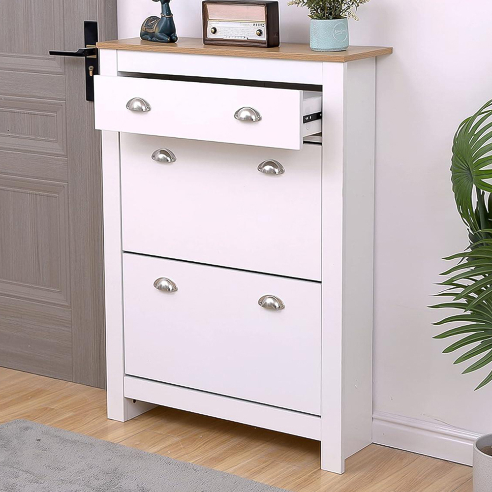 Kosy Koala 3 Drawer White Shoe Storage Cabinet Image 1