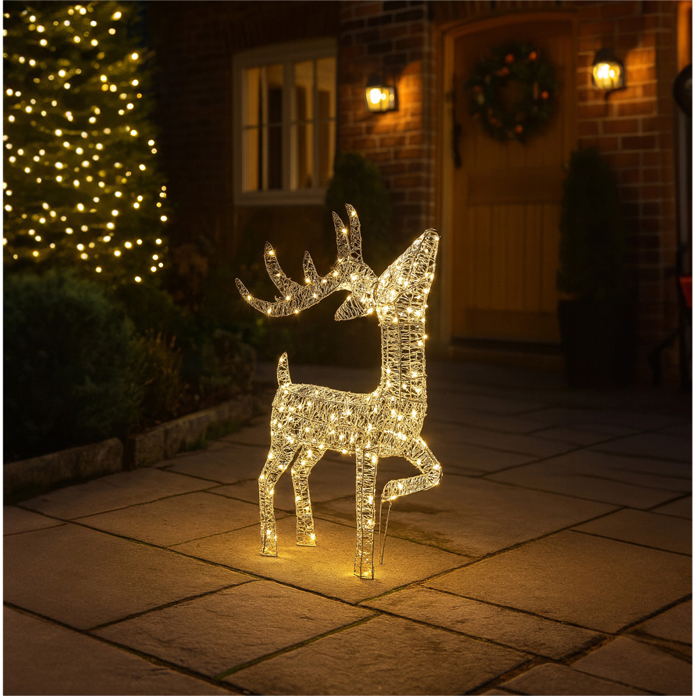 Xmas Haus Silver 200 Warm White LED Head Up Deer Christmas Decoration 2ft Image 2