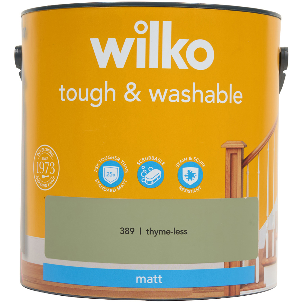 wilko Tough and Washable Matt Emulsion Paint Thyme-less Image 2