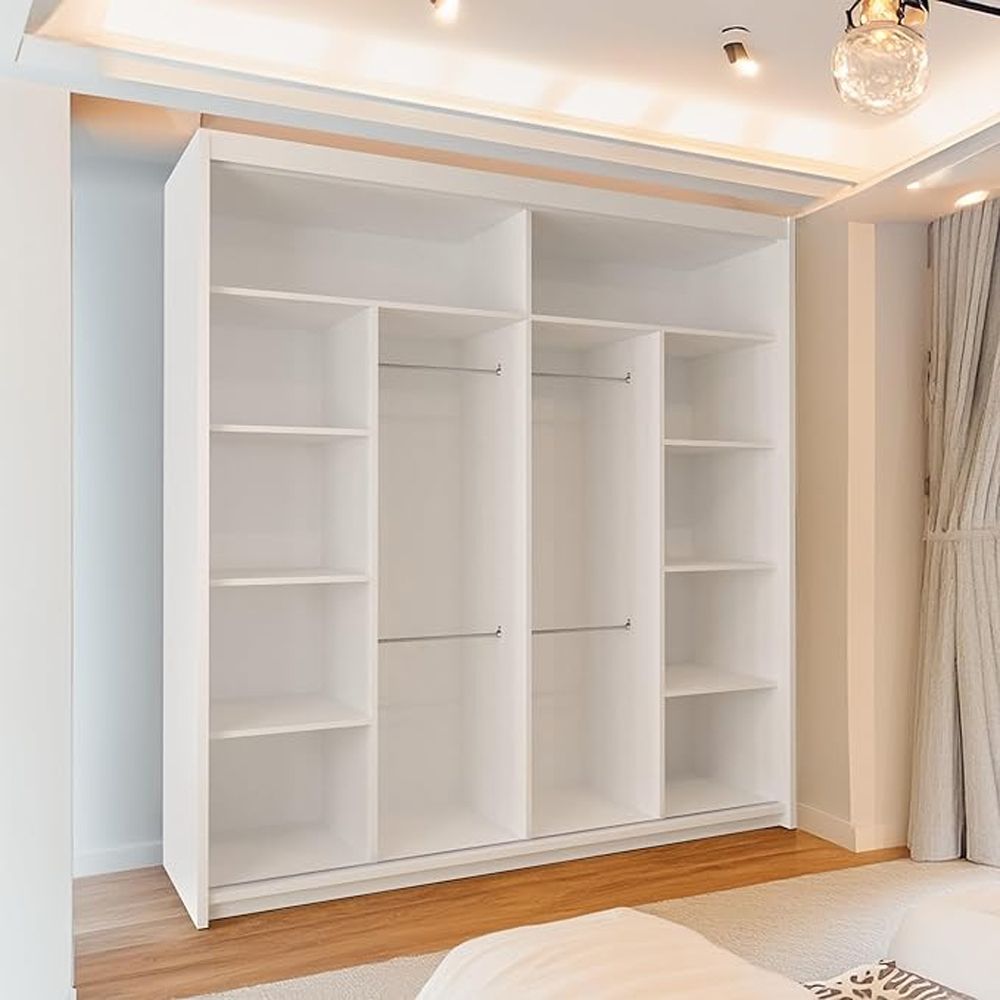 Sliding Wardrobes 4U 2 Sliding Door White Modern Wide Oak Striped Mirrored Wardrobe Image 4