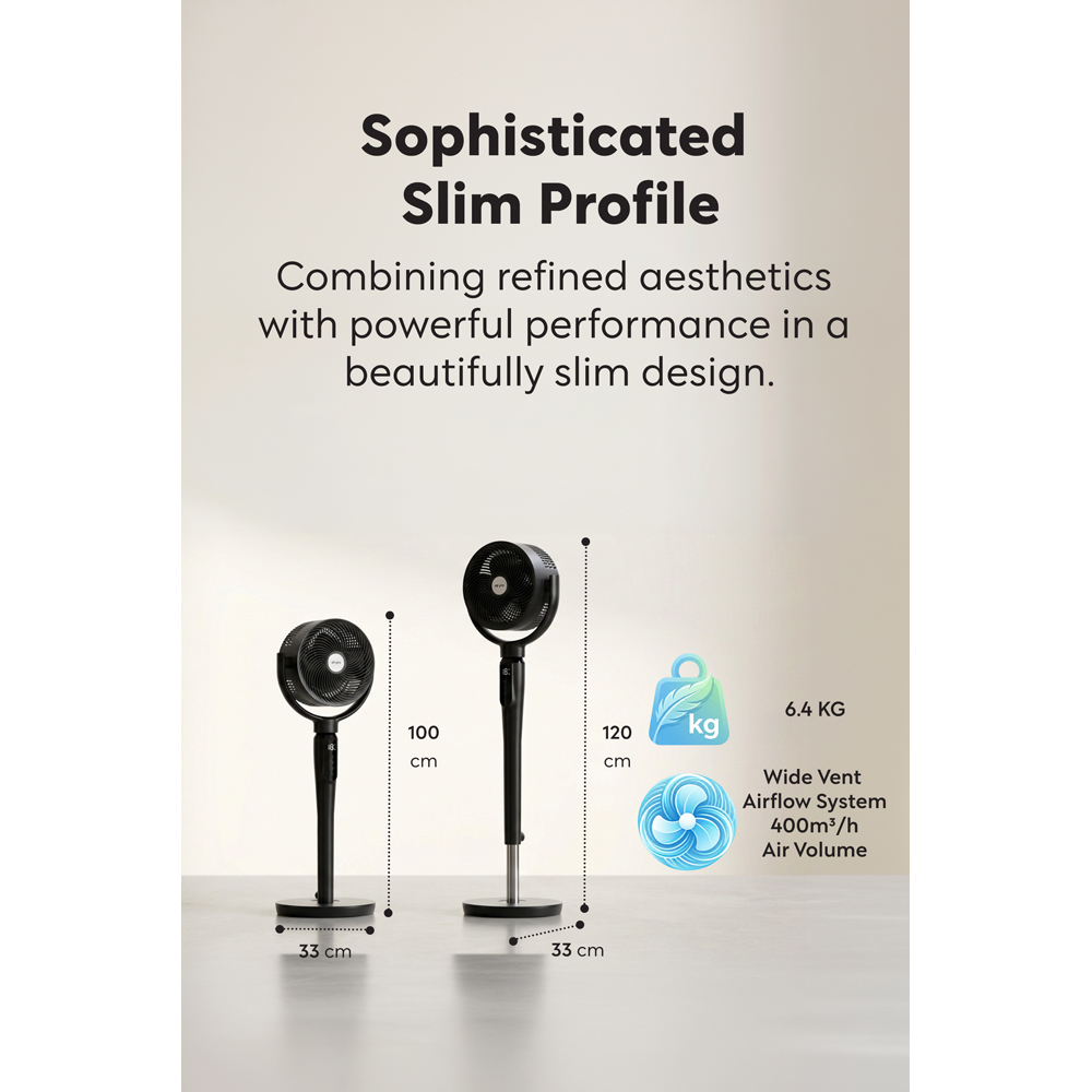 Air Pro Black SmartVoice Height Adjustable Quiet Standing Pedestal Fan 10 inch Image 9