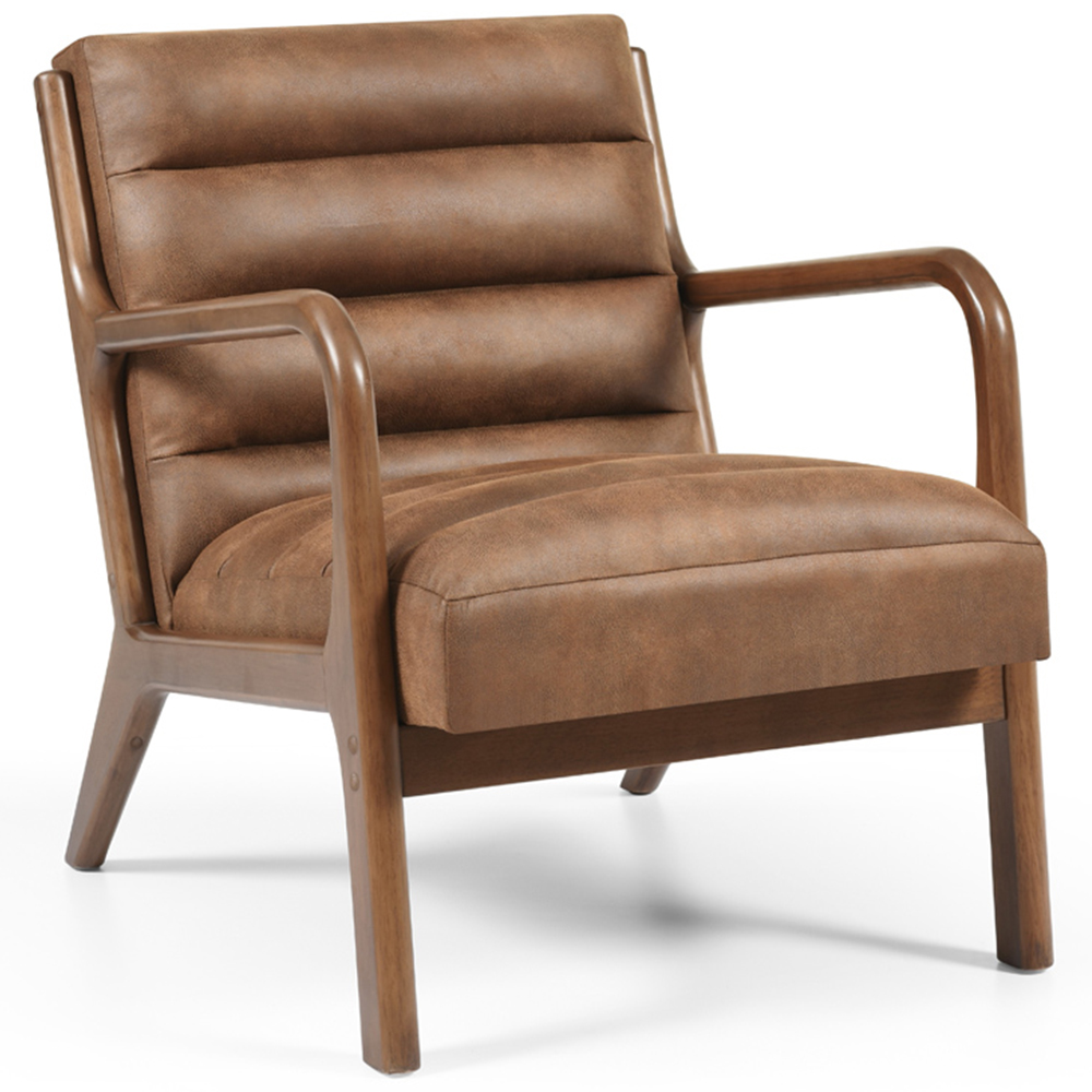 Otis Brown Ribbed PU Chair Image 3