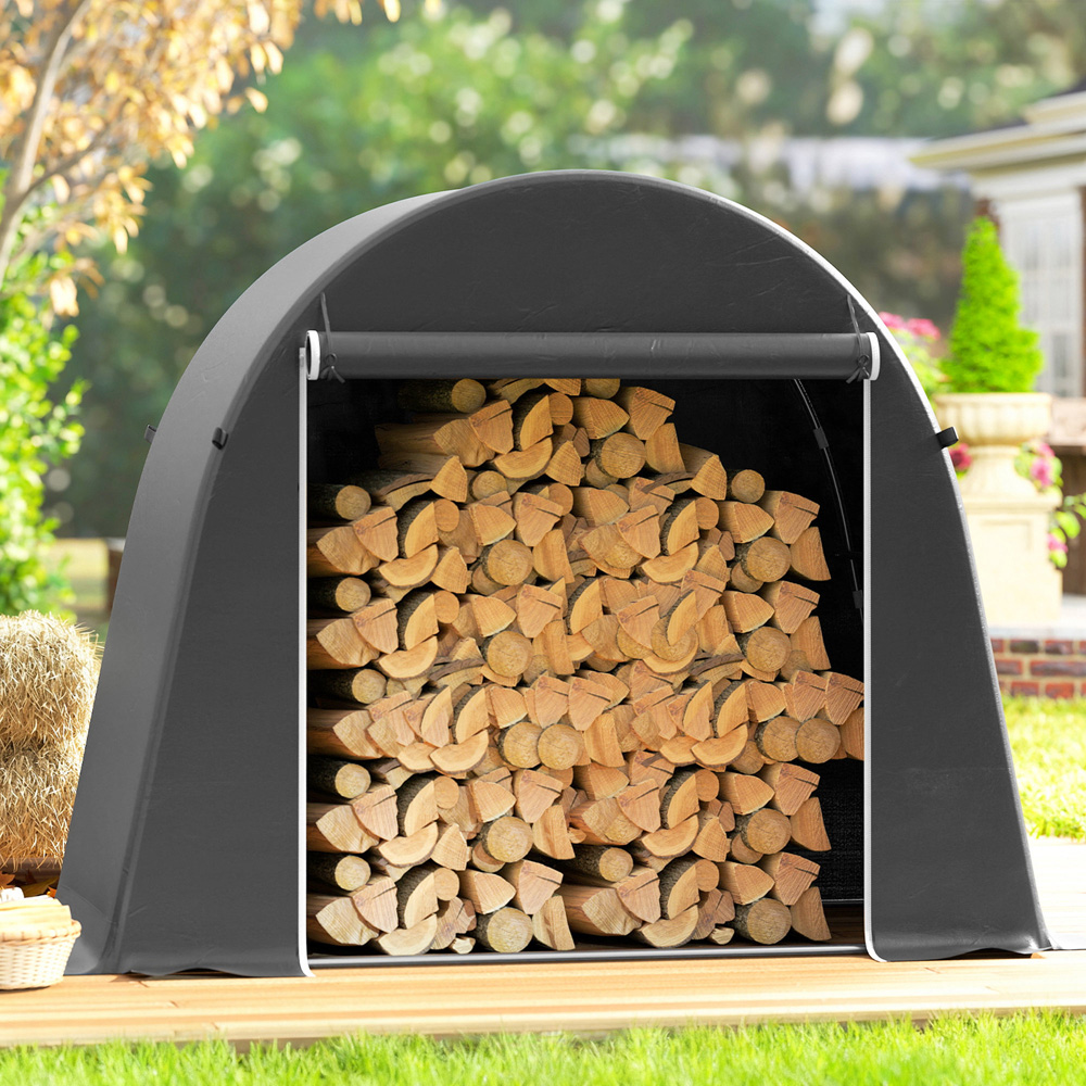 Outsunny 8 x 4ft Dark Grey Garden Bike Storage Shed Image 4