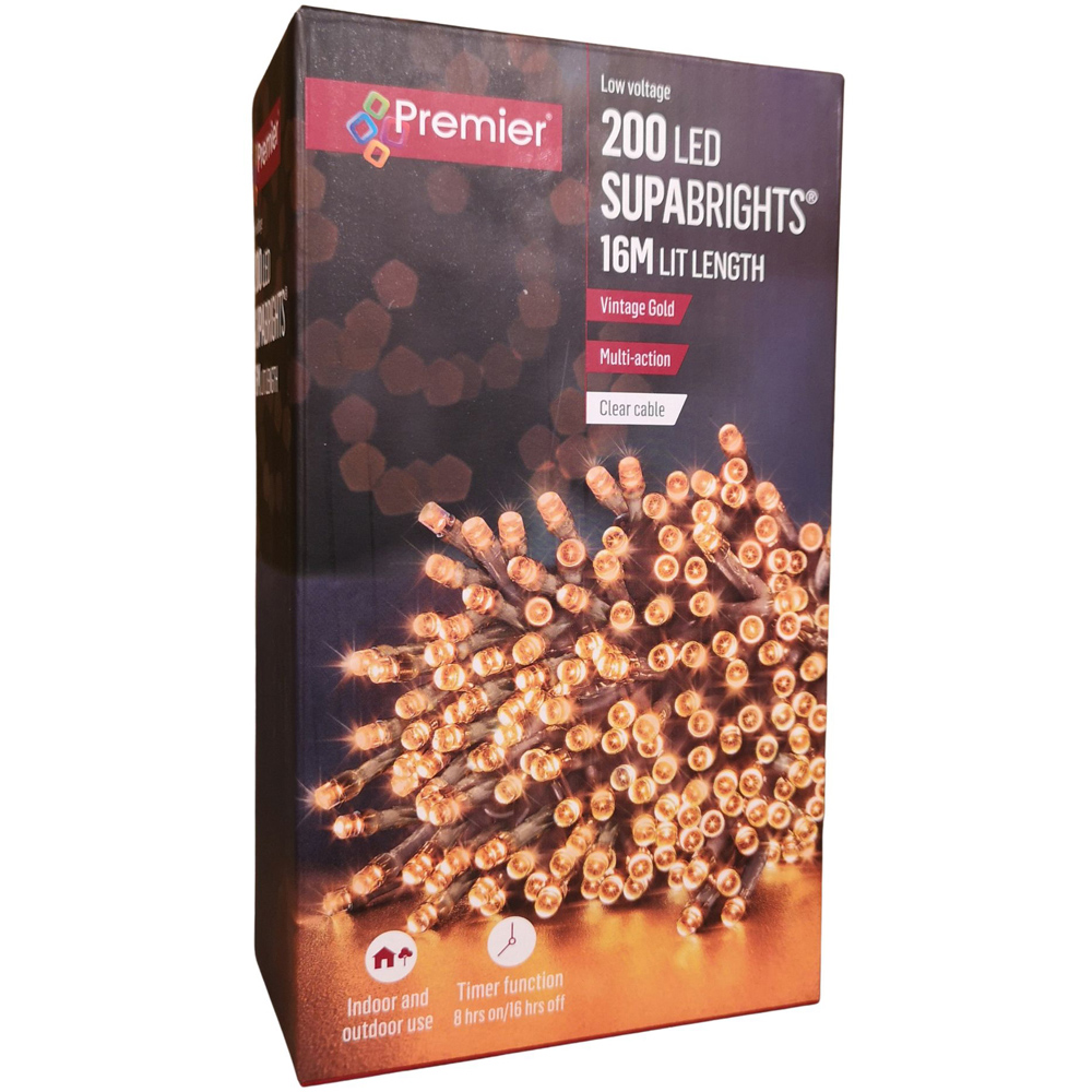 Premier SupaBrights 200 Vintage Gold LED Christmas String Light 16m Image 8
